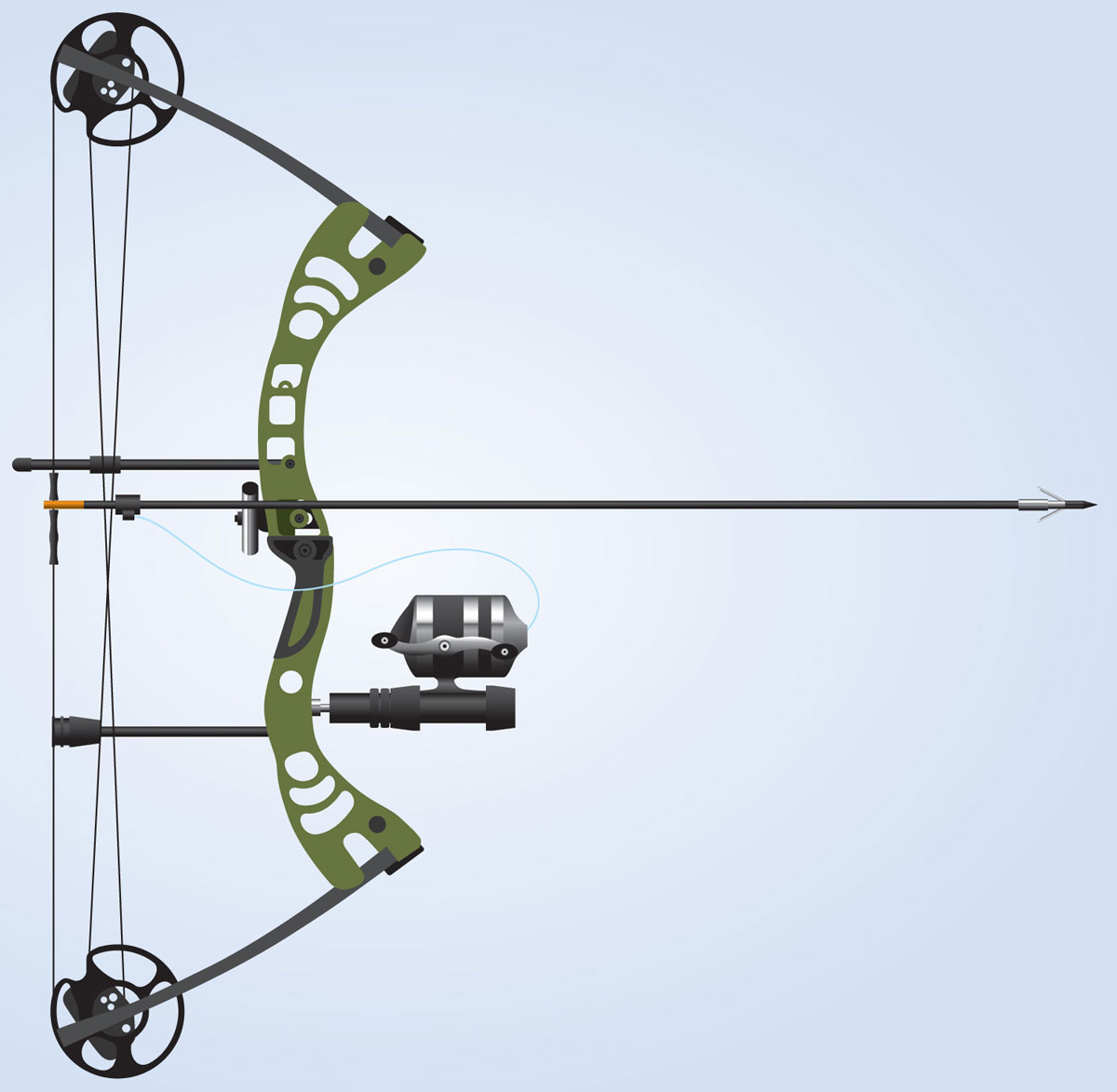 Illustrated bowfishing reel.