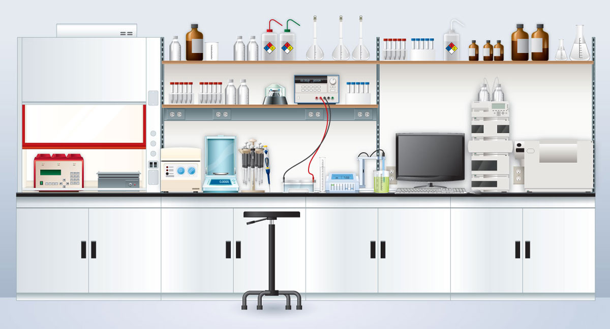 Illustration of a typical laboratory work bench.